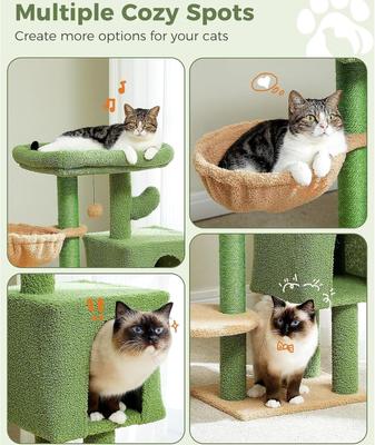 Show full view: NonoPets Multifunctional Cactus with Padded Top Perch Cat Tree, Green, 34.6-in slide 5 of 7