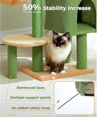 Show full view: NonoPets Multifunctional Cactus with Padded Top Perch Cat Tree, Green, 34.6-in slide 3 of 7