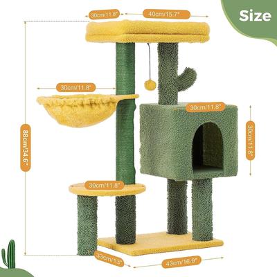 Show full view: NonoPets Multifunctional Cactus with Padded Top Perch Cat Tree, Green, 34.6-in slide 2 of 7