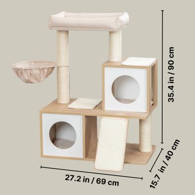 Show full view: TRIXIE Addison 35.5-in Wooden Cat Tree & Condo with Sisal Scratching Post, Beige slide 4 of 7