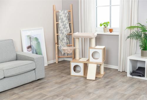 Show full view: TRIXIE Addison 35.5-in Wooden Cat Tree & Condo with Sisal Scratching Post, Beige slide 6 of 7