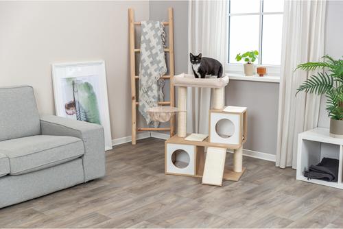 Show full view: TRIXIE Addison 35.5-in Wooden Cat Tree & Condo with Sisal Scratching Post, Beige slide 2 of 7