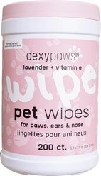 Dexypaws Lavender & Vitamin E Cleansing Dog Wet Wipes, 200 count canister