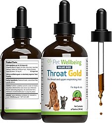 Pet Wellbeing Throat Gold Bacon Flavored Liquid Respiratory Supplement for Dogs & Cats, 4-oz bottle