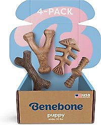 Benebone Multipack Puppy Bacon Flavor Dog Chew Toy, Brown, Small, 4 count