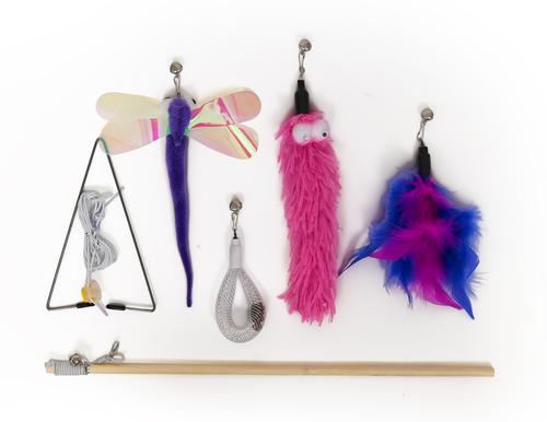 Show full view: Kensie 6pc Cat Clasp Wand Toy Set, Purple slide 2 of 2