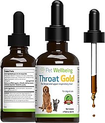 Pet Wellbeing Throat Gold Bacon Flavored Liquid Respiratory Supplement for Dogs & Cats, 2-oz bottle, Green