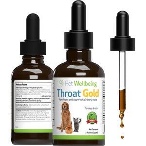 Pet Wellbeing Throat Gold Bacon Flavored Liquid Respiratory Supplement for Dogs & Cats, 2-oz bottle, Green