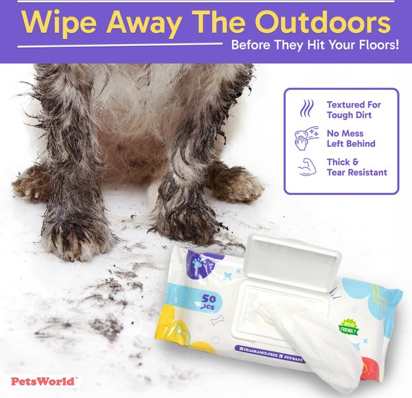 PetsWorld Thick Hypoallergenic Dog Wipes, Unscented