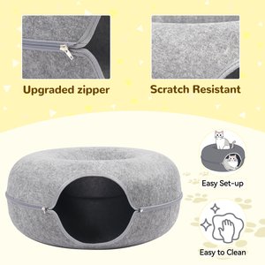 Heeyoo Cat Cave Bed, Light Grey, Large