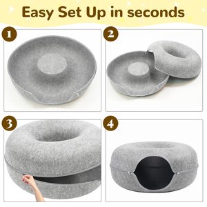 Heeyoo Cat Cave Bed, Light Grey, Large