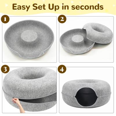 Show full view: Heeyoo Cat Cave Bed, Light Grey, Large slide 6 of 8