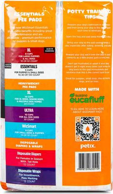 Show full view: WizSmart Essentials Dog & Puppy Training Pads with Charcoal, X-Large: 23.5 x 35.4-in, 50 count slide 4 of 9