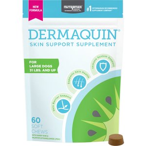 Nutramax Dermaquin Skin Support Vitamins Chew Supplement for Large Dogs, 60 count