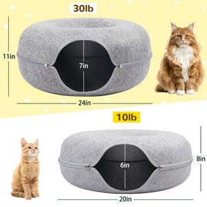 Heeyoo Cat Cave Bed, Light Grey, Large