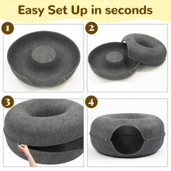 Heeyoo Cave Cat Bed, Dark Grey, 2 count slide 2 of 6