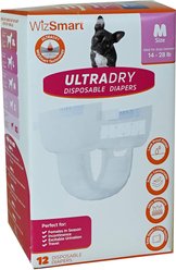 WizSmart Ultra Dry Disposable Leak-Proof Female Dog Diapers, 12 count, Medium