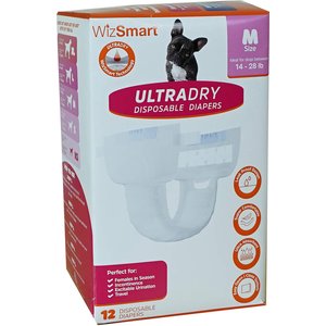 WizSmart Ultra Dry Disposable Leak-Proof Female Dog Diapers, 12 count, Medium
