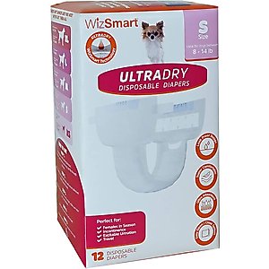 WizSmart Ultra Dry Disposable Leak-Proof Female Dog Diapers, 12 count, Small