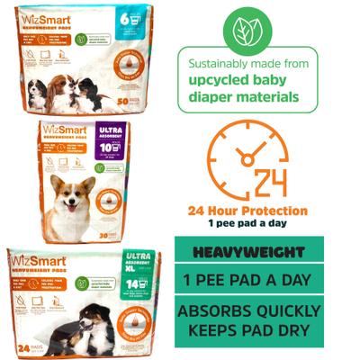 Show full view: WizSmart Heavyweight 6-Cup Dog & Puppy Training Pads, 23.5 x 22-in, 50 count slide 9 of 9