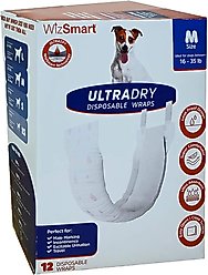 WizSmart UltraDry Male Dog Wraps, 12 count, Medium