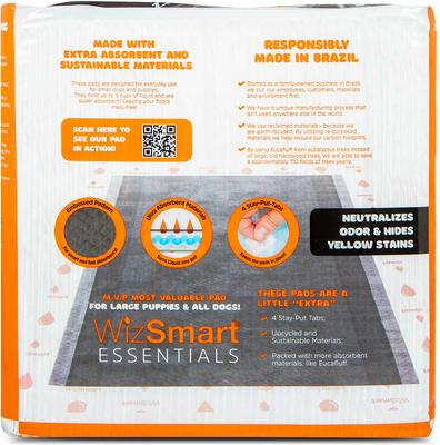 Show full view: WizSmart Essentials Dog & Puppy Training Pads with Charcoal, X-Large: 23.5 x 35.4-in, 50 count slide 2 of 9