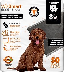 WizSmart Essentials Dog & Puppy Training Pads with Charcoal, X-Large: 23.5 x 35.4-in, 50 count
