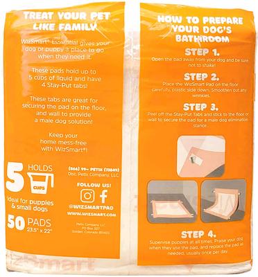 Show full view: WizSmart Essentials Dog & Puppy Training Pads, Large: 23.5 x 22-in, 50 count, Fresh Scented slide 5 of 7