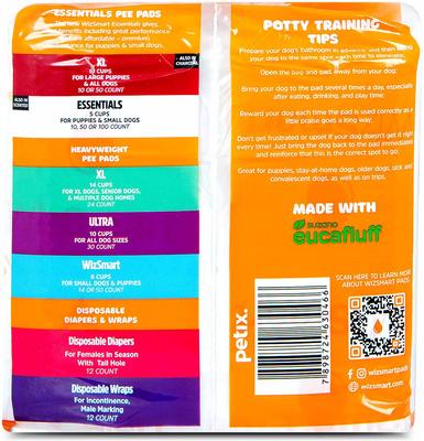 Show full view: WizSmart Essentials Dog & Puppy Training Pads, Large: 23.5 x 22-in, 50 count slide 5 of 9