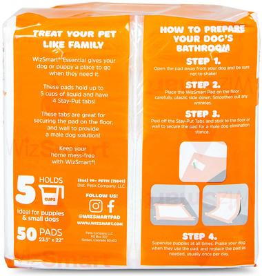 Show full view: WizSmart Essentials Dog & Puppy Training Pads, Large: 23.5 x 22-in, 50 count slide 4 of 9