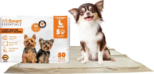 Show full view: WizSmart Essentials Dog & Puppy Training Pads, Large: 23.5 x 22-in, 50 count slide 3 of 9