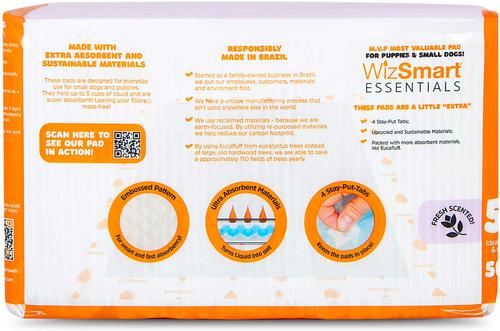 Show full view: WizSmart Essentials Dog & Puppy Training Pads, Large: 23.5 x 22-in, 50 count, Fresh Scented slide 2 of 7