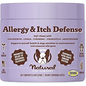 Natural Dog Company Allergy & Itch Defense Chews Dog Supplement, 90 count