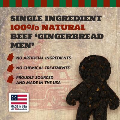 Show full view: The Country Butcher Gingerbread Man Fun Shapes Beef Patty Dog Natural Chew Treat with Large Holiday Header, 1.15-oz bag, 5 count slide 7 of 8