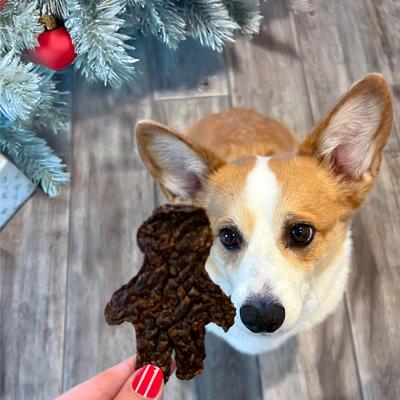 Show full view: The Country Butcher Gingerbread Man Fun Shapes Beef Patty Dog Natural Chew Treat with Large Holiday Header, 1.15-oz bag, 5 count slide 8 of 8