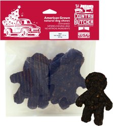 The Country Butcher Gingerbread Man Fun Shapes Beef Patty Dog Natural Chew Treat with Large Holiday Header, 1.15-oz bag, 5 count