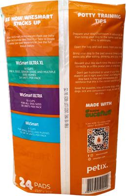 Show full view: WizSmart Heavyweight Ultra 14-Cup Dog & Puppy Training Pads, X-Large: 23.5 x 31.5-in, 24 count slide 4 of 9