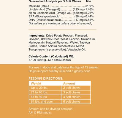 Show full view: Chew + Heal Essential 12-In-1 Multifunctional Support Chews Dog Vitamin Supplement & Chew + Heal Omega Skin + Coat Chews Dog Vitamin Supplement, 120 count slide 8 of 11