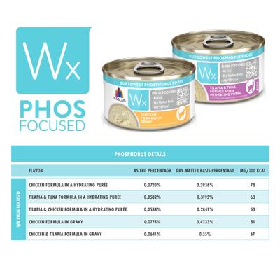 Show full view: Weruva Wx Phos Focused Tilapia & Chicken Formula Grain-Free Puree Wet Cat Food, 3-oz can, case of 12 slide 9 of 13