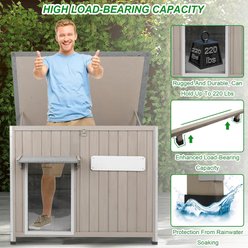 Petscosset Weatherproof Wooden Outdoor Dog House with Asphalt Roof, Grey, 43.3 x 29.5 x 33.5-in slide 2 of 7