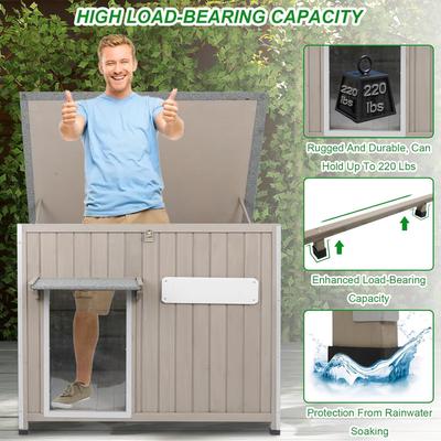 Show full view: Petscosset Weatherproof Wooden Outdoor Dog House with Asphalt Roof, Grey, 43.3 x 29.5 x 33.5-in slide 5 of 8