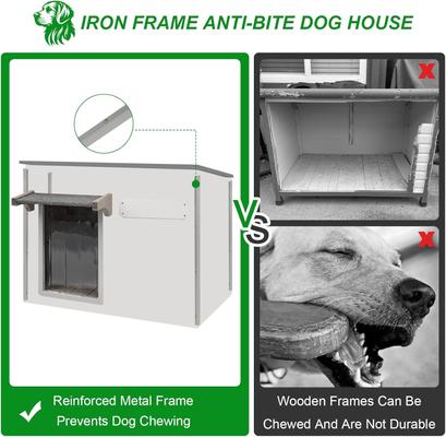 Show full view: Petscosset Weatherproof Wooden Outdoor Dog House with Asphalt Roof, Grey, 43.3 x 29.5 x 33.5-in slide 3 of 8