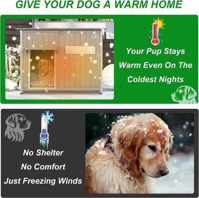 Show full view: Petscosset Weatherproof Wooden Outdoor Dog House with Asphalt Roof, Grey, 43.3 x 29.5 x 33.5-in slide 4 of 8