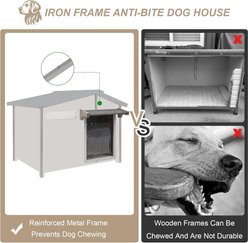Petscosset Wooden Dog House with Raised Feet, Grey, 40.2 x 26.4 x 33.5-in slide 2 of 7
