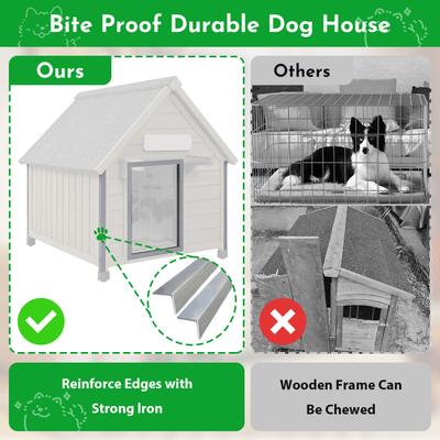 Show full view: Petscosset Wooden Indoor & Outdoor Dog House with Window, Grey, 26 x 31.9 x 32-in slide 3 of 8