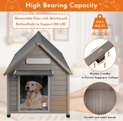 Petscosset Wooden Indoor & Outdoor Dog House with Window, Grey, 30.5 x 37.4 x 39.3-in slide 2 of 9
