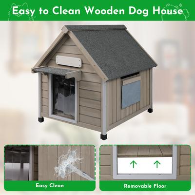 Show full view: Petscosset Wooden Indoor & Outdoor Dog House with Window, Grey, 26 x 31.9 x 32-in slide 6 of 8