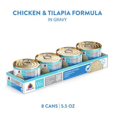 Show full view: Weruva Wx Phos Focused Chicken & Tilapia Formula in Gravy Grain-Free Wet Cat Food, 5.5-oz can, 8 count slide 3 of 13