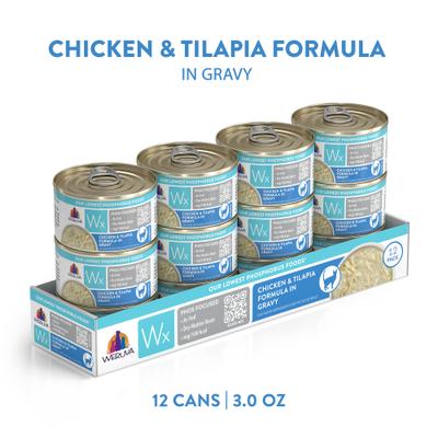 Show full view: Weruva Wx Phos Focused Chicken & Tilapia Formula in Gravy Grain-Free Wet Cat Food, 3-oz can, case of 12 slide 3 of 13