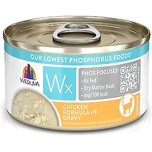 Weruva Wx Phos Focused Chicken Formula in Gravy Grain-Free Wet Cat Food, 3-oz can, case of 12